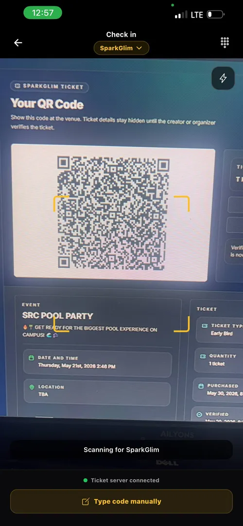 Interface de leitura da aplicação SparkGlim Creator