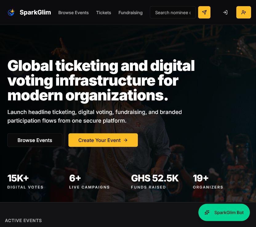 SparkGlim web platform used as branded event infrastructure