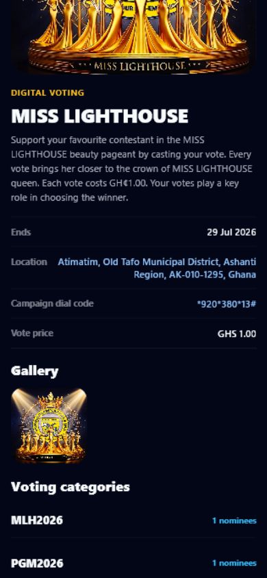 SparkGlim award nominee details and voting interface